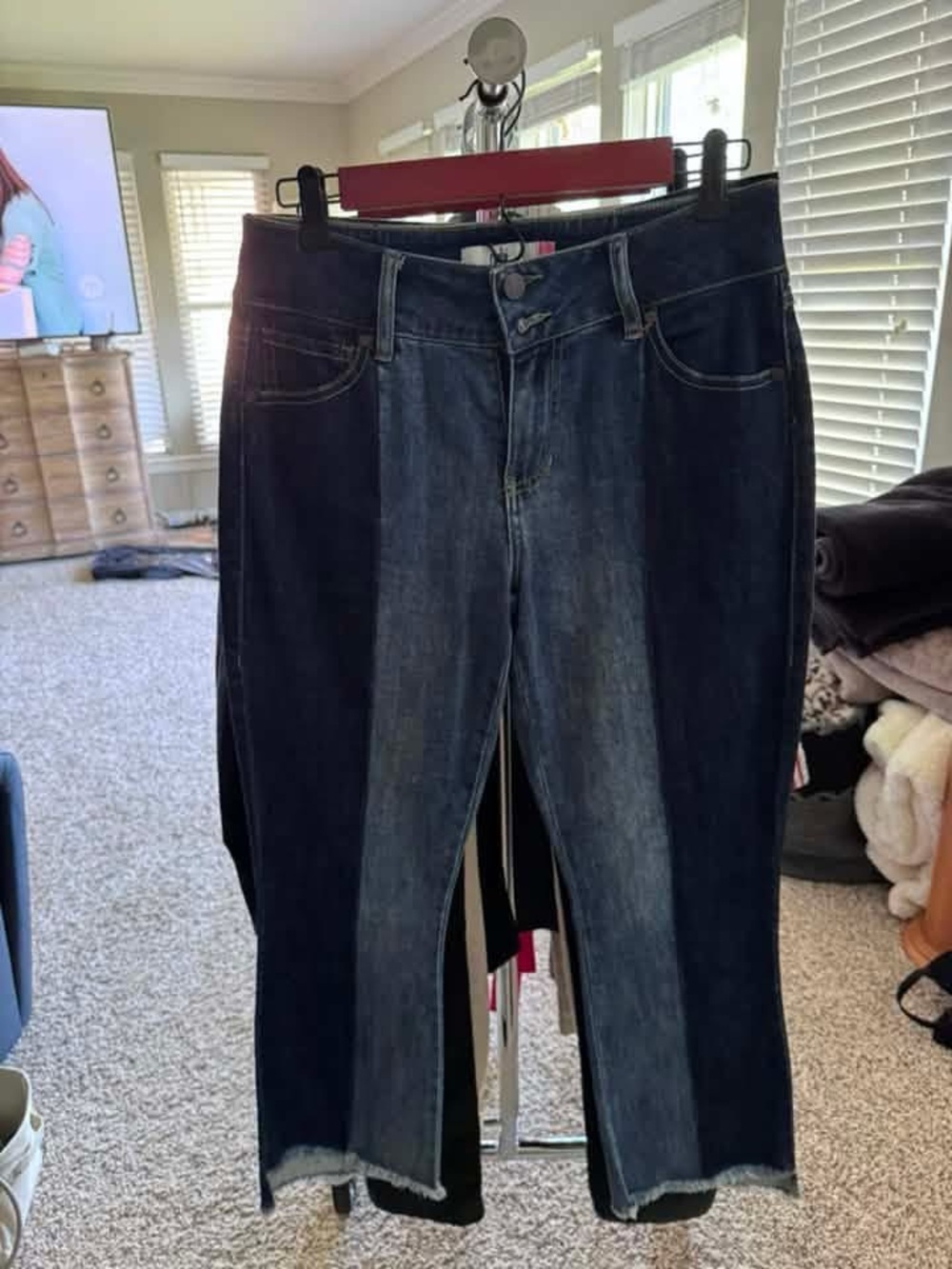CAbi Dark Indigo Two-Tone Cropped Jeans